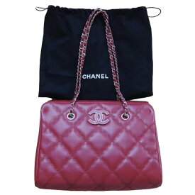 CHANEL シャネル バッグ マトラッセ チェーンショルダー ラムスキン デカマトラッセ 30 赤 レディース 中古 正規