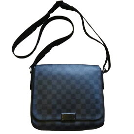 ルイ・ヴィトン LOUIS VUITTON ディストリクト PM ダミエ グラフィット ショルダーバッグ PVC レザー ブラック N41260 レディース メンズ 灰色 メンズ トート バック 中古