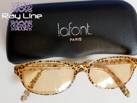 美品 ラフォン lafont サングラス メンズ レディース 小さ目 高級感 ヒョウ柄 ブラウン系 ケース付き UVカット おしゃれ 紫外線対策 中古