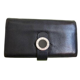 BVLGARI ブルガリ メンズ長財布 さいふ レザー シルバー金具 黒 中古 t-002 t1001748