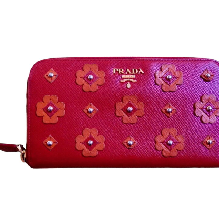 楽天市場】PRADA プラダ ラウンドファスナー 長財布 赤 レザー 小銭  