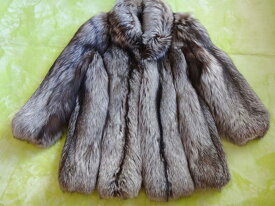 毛皮コート FOX フォックス レディースコートシルバー系 サイズ11 古着 防寒 暖かい アウター上品 大人 冬物 オーバーサイズ 中古 t-003 00 t1002284