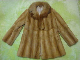 コート オンワード 毛皮 コート サイズ11 ブラウン 古着 防寒 暖かい 中古 t-003
