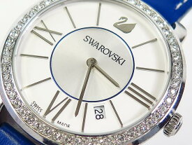 超美品 SWAROVSKI スワロフスキー レディース 腕時計 クォーツ レザー中古 t-004