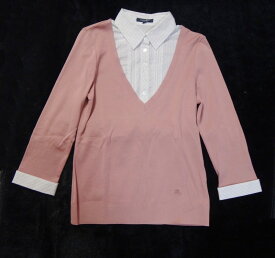 美品 バーバリー レディースシャツ Burberry バーバリー シャツ 重ね着風 ピンク サイズ2 古着 中古 y17-4489