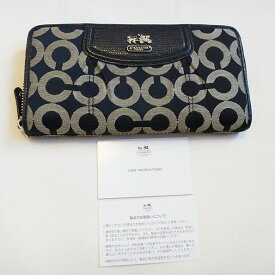 COACH コーチ 長財布 レディース メンズ 小銭入れ有 シグネチャー柄 黒 中古 t16-3683