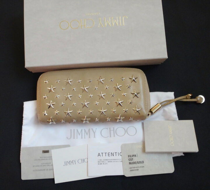 楽天市場】JIMMY CHOO ジミー チュウ ベージュ レザー ジップ 長財布 