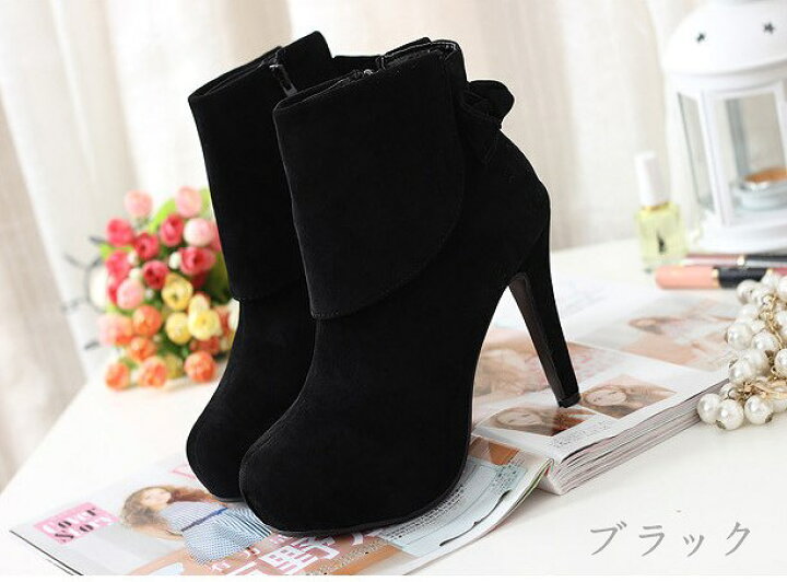 楽天市場】レディース バックリボン付 ショートブーツ ブラック  