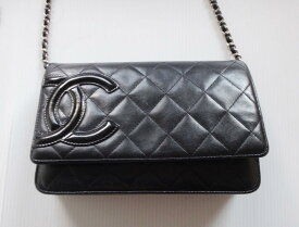 CHANEL bag シャネル バッグ カンボンライン シルバー チェーン ショルダー チェーンウォレット サイフバック 斜め掛けラムスキン 黒 鞄 かばん カバン レディースバッグ レディース 人気 本物 中古 正規 c1001671