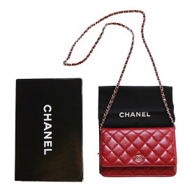 CHANEL bag シャネル バッグ マトラッセ シルバー チェーン ショルダー チェーンウォレット サイフバック 斜め掛けラムスキン 赤 鞄 かばん カバン レディースバッグ レディース 人気 本物 中古 正規