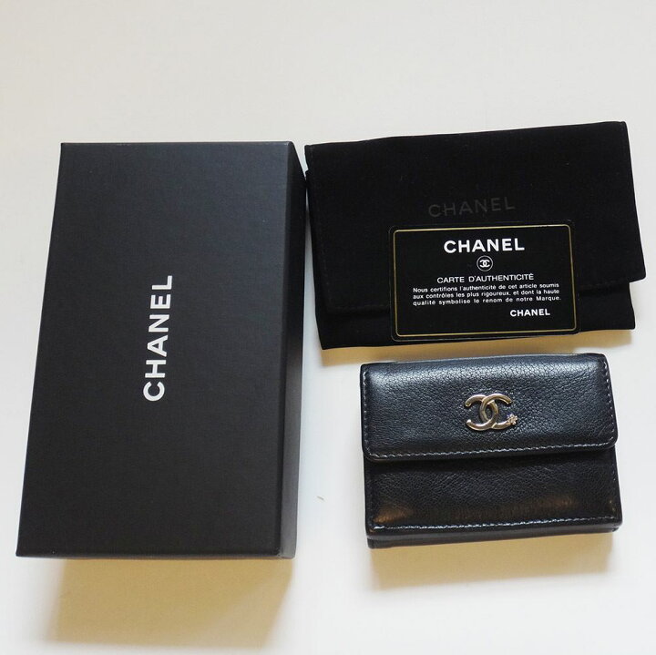 楽天市場】CHANEL シャネル 財布 ミニ財布 三つ折り キャビアサイフ 黒 