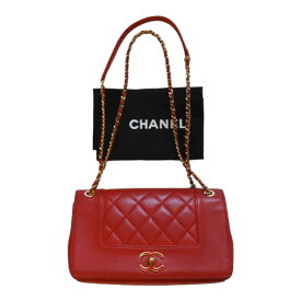 CHANEL シャネル マトラッセ ショルダーバッグ レザー レディース 赤×シルバー金具 25 鞄 かばん 1112 正規 中古