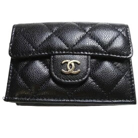 新品 CHANEL シャネル 財布 キャビア 三つ折りサイフ 黒 マトラッセ ミニ財布 小銭入れ レディース レザー ミニさいふ ココマー男女兼用 スモール ブラック ウォレット c-002 c1002104