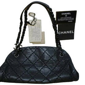 CHANEL シャネル バッグ メタリック レザー チェーンショルダーバッグ ビンテージ 2WAY マドモアゼル ボーリングバッグ 黒 レディース 斜め掛け ブランド プレゼント シルバー金具 レディース 鞄 かばん 中古 正規