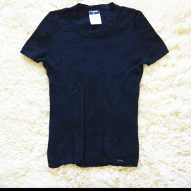 CHANEL シャネル レディース ニットシャツ 半袖 カットソー 黒 サイズ38 カシミヤ70% シルク30％ ストレッチ素材 古着 中古 c-003