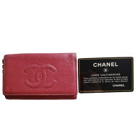 ○○CHANEL シャネル カメリア 赤 6連キーケース レザー 中古 c-002
