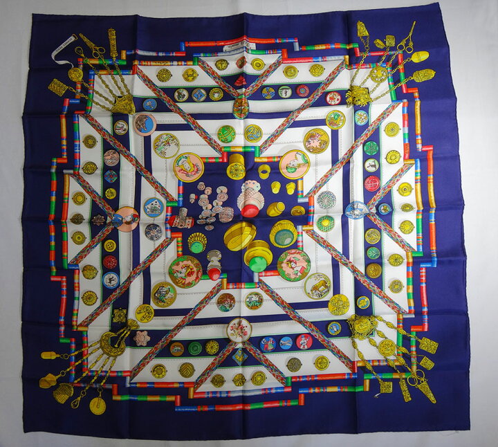 楽天市場】未使用品 HERMES エルメス スカーフ カレ 90×90 白×ネイビー  