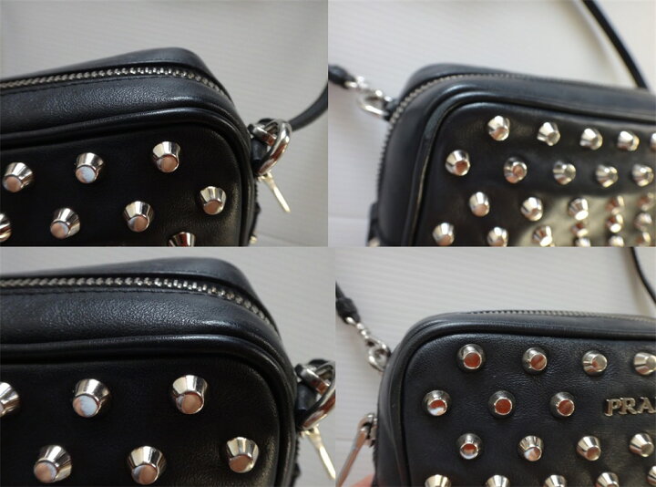 楽天市場】美品 PRADA プラダ ショルダーバッグ 丸いスタッズミニ 