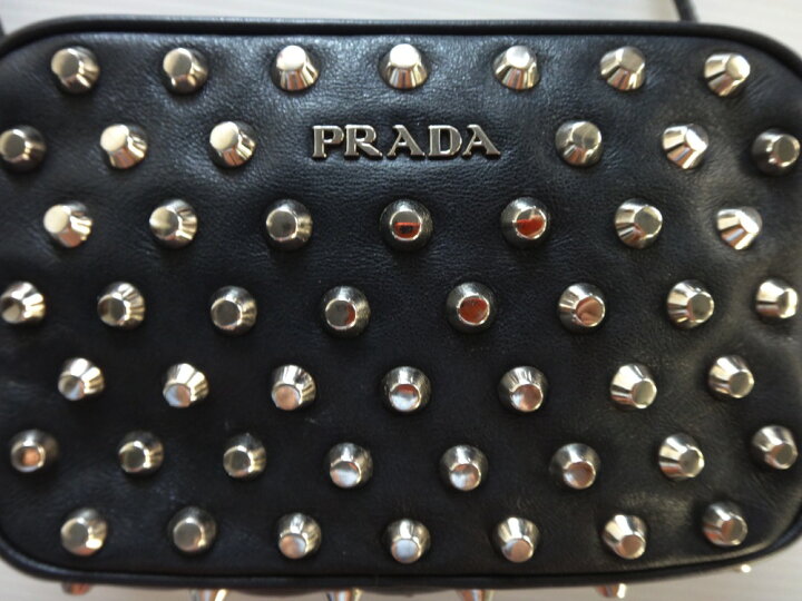 楽天市場】美品 PRADA プラダ ショルダーバッグ 丸いスタッズミニ 
