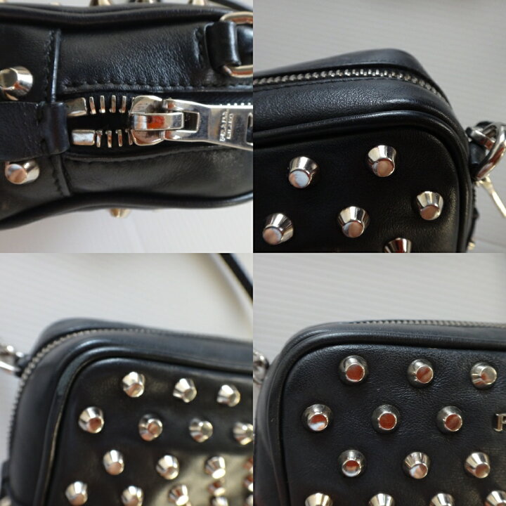 楽天市場】美品 PRADA プラダ ショルダーバッグ 丸いスタッズミニ 