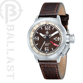 【送料無料】[BALLAST / バラスト] 腕時計 BL3102-05 SWISS MADE GMT メンズブラックダイヤル ブラウンレザーベルト ★北海道・九州・沖縄・離島は別途送料(1080円-2160円) アンティーク インバウンド　お土産 ROLEX サブマリーナ　CASIO デイトナ ラスト1台　激レア　限定