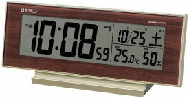 【送料無料】SEIKO CLOCK (セイコークロック) 薄金色パール・一部木目 8.3×20.6×5.0cm 置き時計 目覚まし時計 卓上時計 テーブルクロック 常時点灯 SQ788B ※北海道・九州・沖縄・離島は別途送料（1080円〜2160円）木目　ウッド　ブラウン　高級　見やすい　正確　ゴールド