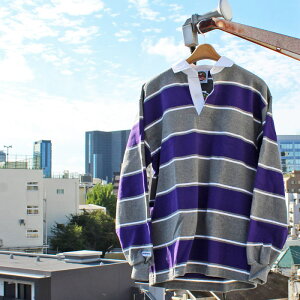 yz BARBARIAN STK-214 12oz REGULER LONG SLEEVE RUGBY JERSEY "CANADA SPEC" K[Vc ݕt Y  wr[EGCg Ji_ OXFORD/WHITE/PURPLE S-XL