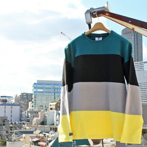 BARBARIAN "NEW JAPAN SIZE SPEC"@UFE-08 12oz CREW LONG SLEEVE RUGBY JERSEY N[lbN K[Vc Y  wr[EGCg Ji_ LEMON/GREY/BLACK/TEAL S-XL@K㗝Xi I