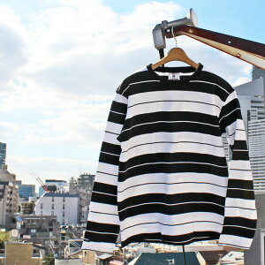 BARBARIAN "NEW JAPAN SIZE SPEC"@UFE-09 12oz CREW LONG SLEEVE RUGBY JERSEY N[lbN K[Vc Y  wr[EGCg Ji_ BLACK/WHITE S-XL@K㗝Xi I