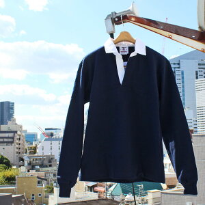 BARBARIAN "NEW JAPAN SIZE SPEC"@UFS-01 12oz REGULER LONG SLEEVE RUGBY JERSEY K[Vc ݕt Y  wr[EGCg Ji_ NAVY S-XL@K㗝Xi I