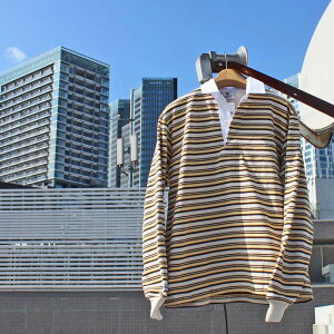 BARBARIAN "NEW JAPAN SIZE SPEC"@VFE-04 12oz REGULER LONG SLEEVE RUGBY JERSEY K[Vc ݕt Y  wr[EGCg H ~ WINTER Ji_@IVORY/BROWN/BEIGE/YELLOW@S-XL@K㗝Xi I