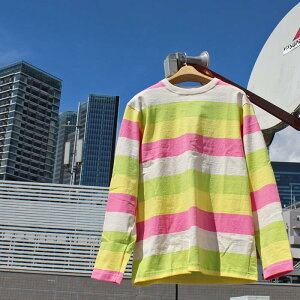 BARBARIAN "NEW JAPAN SIZE SPEC"@VFE-11 8oz CREW LONG SLEEVE RUGBY JERSEY N[lbN K[Vc Y  CgEGCg H ~ WINTER Ji_@IVORY/LIME/LEMON/PINK@S-XL@K㗝Xi I