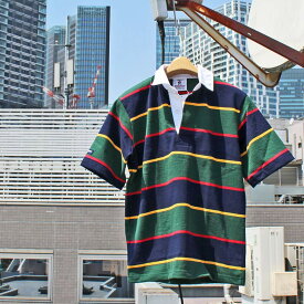 BARBARIAN "NEW JAPAN SIZE SPEC"　VSE-04 8oz REGULER SHORT SLEEVE RUGBY JERSEY ラガーシャツ 襟付き メンズ 半袖 ライトウエイト カナダ製 NAVY/GOLD/BOTTLE/RED S-XL　正規代理店商品 送料無料！