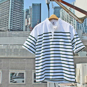 BARBARIAN "NEW JAPAN SIZE SPEC"@VSE-13 8oz HENLEY SHORT SLEEVE RUGBY JERSEY w[lbN K[Vc Y  CgEGCg Ji_ WHITE/BOTTLE S-XL@K㗝Xi I