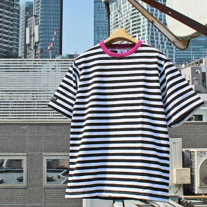 BARBARIAN "NEW JAPAN SIZE SPEC"@VSE-16 8oz CREW SHORT SLEEVE RUGBY JERSEY N[lbN K[Vc Y  CgEGCg Ji_ BLACK/WHITE/RASPBERRY S-XL@K㗝Xi I