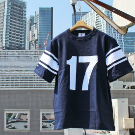 BARBARIAN "NEW JAPAN SIZE SPEC"　VSE-22 8oz DIGITS CREW SHORT SLEEVE RUGBY JERSEY ディジット クルーネック ラガーシャツ メンズ 半袖 ライトウエイト カナダ製 NAVY/WHITE S-XL　正規代理店商品 送料無料！