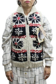 【送料無料】 KANATA カナタ Ladies KV06 6PLY SNOW COWICHAN VEST スノー カウチン ベスト 雪柄 HANDKNIT ハンドニット 手編み SWEATER セーター カナダ製 WINTER 冬物 Women Lady's 女性用 ユニセックス WHITE/NAVY/RED 34-38