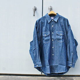 Lee LM4689 SUPER SIZED WORK SHIRTS スーパーサイズ ワーク シャツ　OVER SIZED オーバーサイズ ビッグシルエット CHAMBRAY シャンブレー DUNGAREES ダンガリー 長袖 無地 シンプル カジュアル MENS メンズ LADIES レディース　189 INDIGO インディゴ Mサイズ　送料無料！