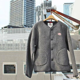 Vincent et Mireille ヴァンソン エ ミレイユ　BOA CARDIGAN ボア カーディガン　FLEECE JACKET フリース ジャケット NO COLLAR ノーカラー　MENS メンズ LADIES レディース　WINTER 冬物 防寒　CHARCOAL チャコール グレー 40-42　送料無料！