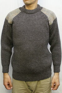 COMMANDO The Niffi ECOSSE GAMEKEEPER CREW NECK SWEATER with Harris Tweed �N���[�l�b�N �Z�[�^�[ �E�[�� �����Y ���u ���� �n���X�c�C�[�h �V�����_�[�p�b�` Scotland Wool �X�R�b�g�����h �E�[�� Dark Grey Welsh �u��