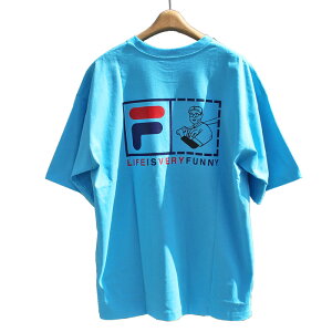 �y���������z FILA Heritage Collection RWCHE ���[�` �R���{ FS3115 RWCHE ICON Dude Tee CREW NECK PRINT TEE �N���[�l�b�N �v�����g T�V���c MENS �����Y LADIES ���f�B�[�X BLUE M-L