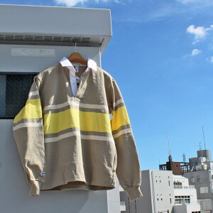 BARBARIAN "NEW JAPAN SIZE SPEC"@WFE-03 12oz REGULER LONG SLEEVE RUGBY JERSEY K[Vc ݕt Y  wr[EGCg H ~ WINTER Ji_@TAUPE/IVORY/LEMON@S-XL@K㗝Xi I