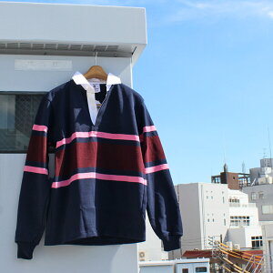 BARBARIAN "NEW JAPAN SIZE SPEC"@WFE-04 12oz REGULER LONG SLEEVE RUGBY JERSEY K[Vc ݕt Y  wr[EGCg H ~ WINTER Ji_@NAVY/PINK/HARVARD@S-XL@K㗝Xi I
