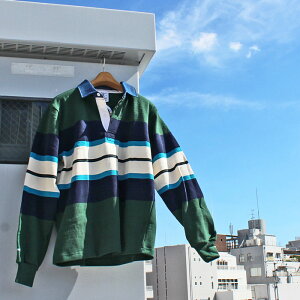 BARBARIAN "NEW JAPAN SIZE SPEC"@WFE-06 12oz REGULER LONG SLEEVE RUGBY JERSEY K[Vc ݕt Y  wr[EGCg DENIM COLLAR ݃fj@H ~ WINTER Ji_@BOTTLE/NAVY/CYAN/IVORY@S-XL@K㗝