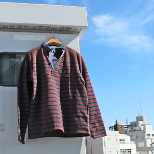 BARBARIAN "NEW JAPAN SIZE SPEC"@WFE-12 12oz HENLEY LONG SLEEVE RUGBY JERSEY w[lbN K[Vc Y  wr[EGCg DENIM COLLAR ݃fj@H ~ WINTER Ji_@BROWN/NAVY@S-XL@K㗝