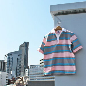 BARBARIAN "NEW JAPAN SIZE SPEC"@WSE-11 8oz REGULER SHORT SLEEVE RUGBY JERSEY K[Vc ݕt Y  CgEGCg Ji_@SALMON/GREY/SKY@S-XL@K㗝Xi@I
