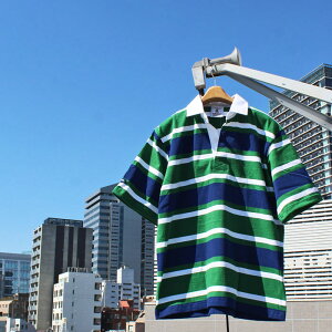 BARBARIAN "NEW JAPAN SIZE SPEC"@XSE-05 8oz REGULER SHORT SLEEVE RUGBY JERSEY K[Vc ݕt Y  CgEGCg Ji_@PINE/WHITE/DARK OCEAN@S-XL@K㗝Xi@I