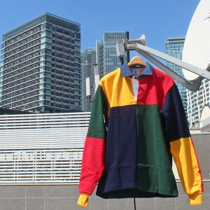 BARBARIAN "NEW JAPAN SIZE SPEC"@XFE-10 12oz REGULER LONG SLEEVE RUGBY JERSEY K[Vc ݕt Y  wr[EGCg DENIM COLLAR ݃fj@H ~ WINTER Ji_@GOLD/RED/NAVY/BOTTLE@S-XL@K㗝X