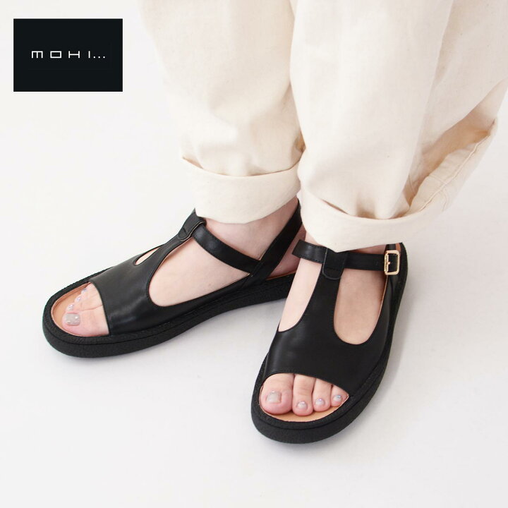 楽天市場】MOHI [モヒ]レザーTストラップ オープントゥ フラット 