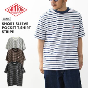 DANTON [�_���g��] M SHORT SLEEVE POCKET T-SHIRT STRIPE [DT-C0198TCB-B] �V���[�g�X���[�u�|�P�b�gT�V���c �X�g���C�v�E�R�b�g��T�V���c�E�X�g���C�v�E�V���v��T�V���c�EMEN'S [2025SS]